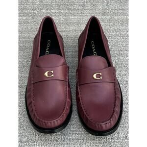COACH Jolene 13MM Burgundy Leather Loafers Women's Size 9 US NEW